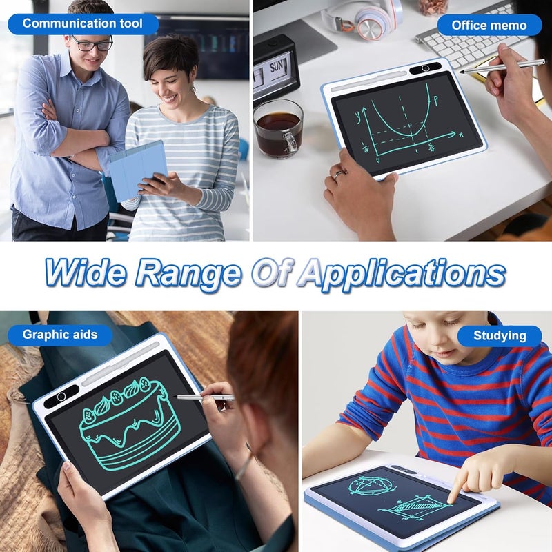 JSJGETYI 10 Inch LCD Writing Tablet with PU Protective Cover Electronic Writing Notebook Erasable Drawing Pad for Taking Notes Drafting Leaving Message (Blue) - Image 4
